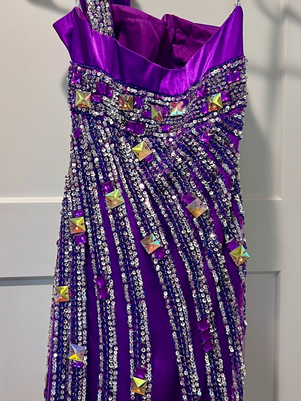 Tiffany Designs One-Shoulder Purple Evening Gown - Picture 6 of 8